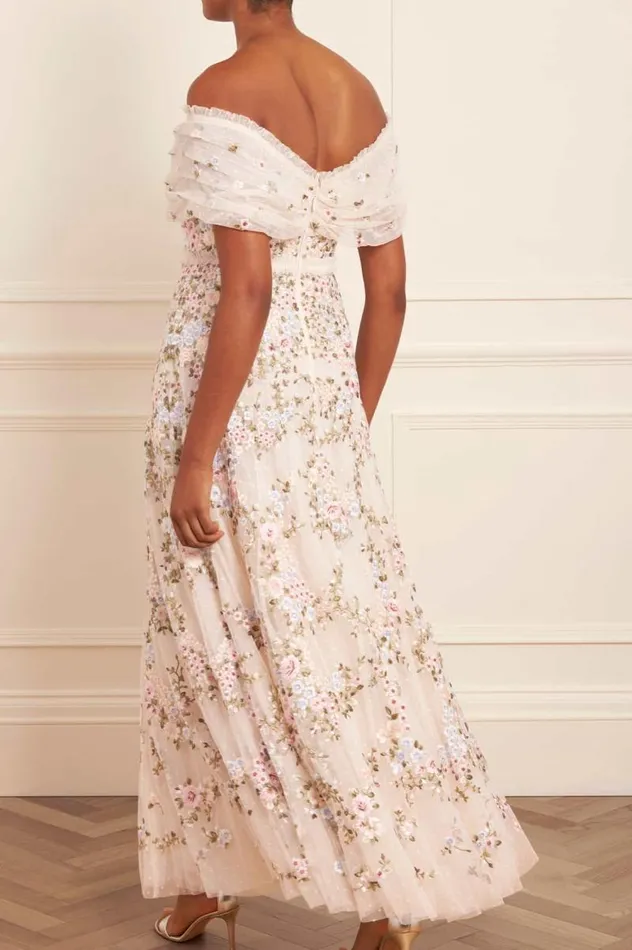 Needle and Thread Dresses Lunaria Wreath OffShoulder Gown Champagne 8211 Women