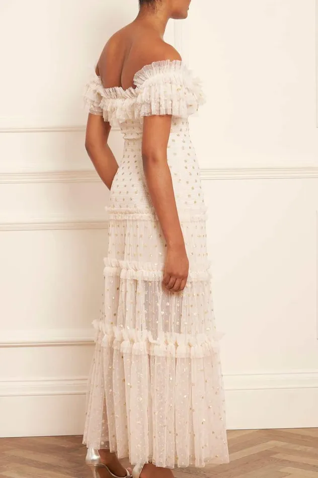 Needle and Thread Dresses Polka Dot Smocked Ankle Gown Champagne 8211 Women
