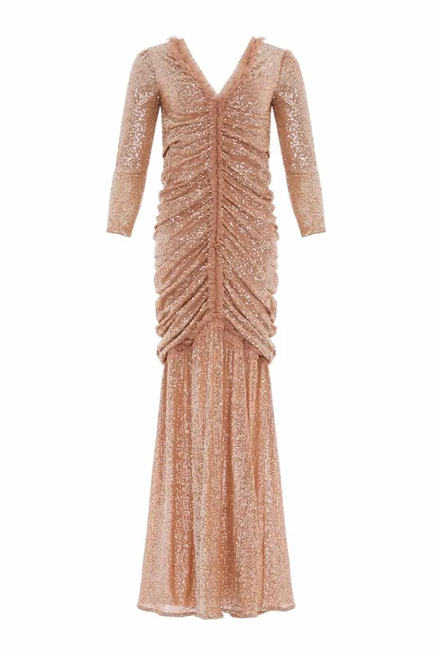 Needle and Thread Dresses Starlight Long Sleeve Gown Beige 8211 Women
