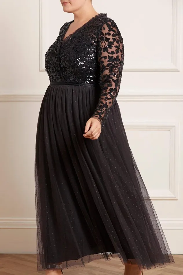 Needle and Thread Dresses Tempest VNeck Bodice Ankle Gown Black 8211 Women