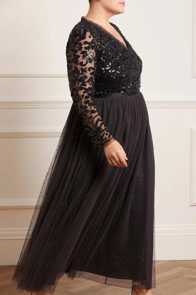 Needle and Thread Dresses Tempest VNeck Bodice Ankle Gown Black 8211 Women