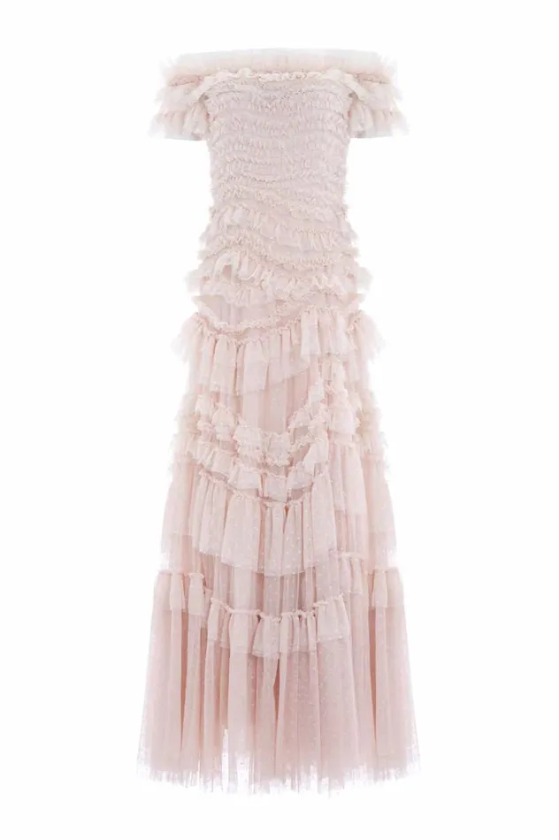 Needle and Thread Dresses Wild Rose OffShoulder Gown Beige 8211 Women
