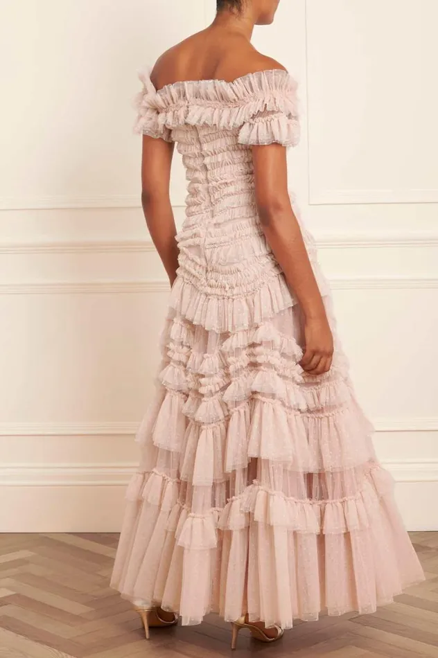 Needle and Thread Dresses Wild Rose OffShoulder Gown Beige 8211 Women