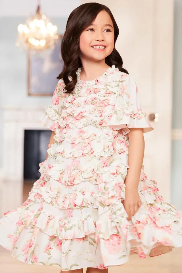 Needle and Thread Kids Daywear Summer Posy Crepe Short Sleeve Kids Dress Multi 8211 Kids