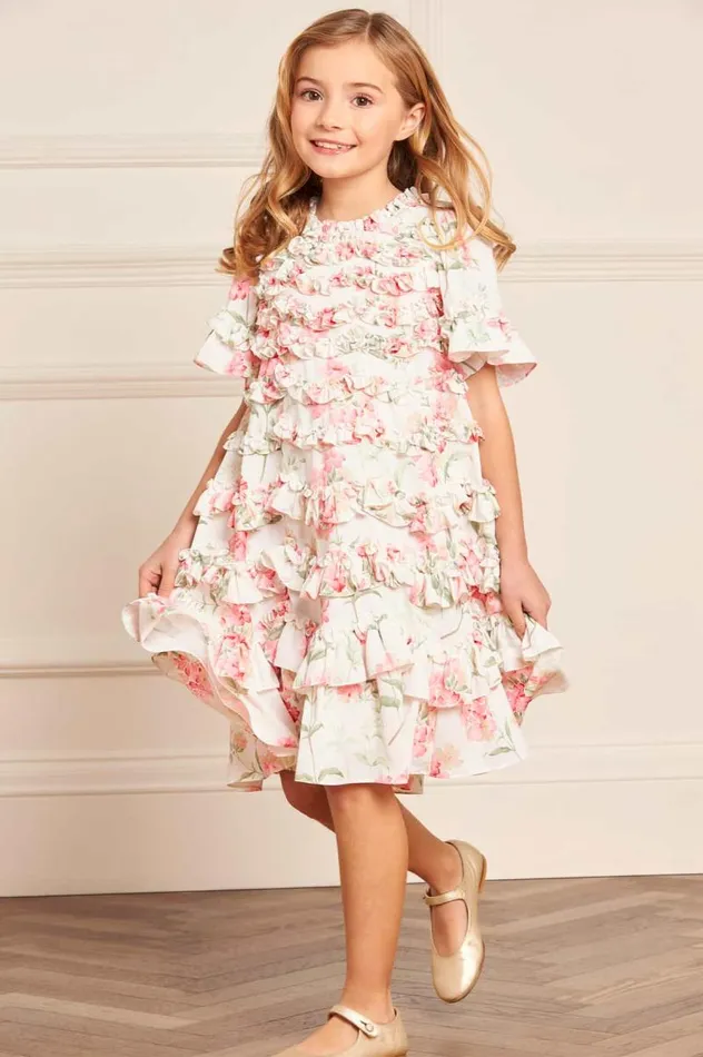 Needle and Thread Kids Daywear Summer Posy Crepe Short Sleeve Kids Dress Multi 8211 Kids