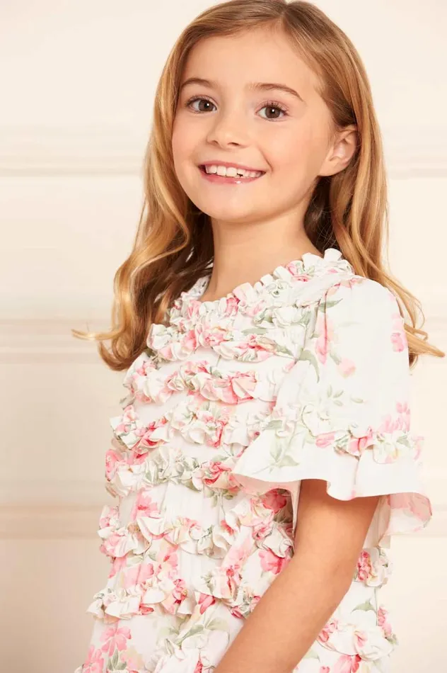 Needle and Thread Kids Daywear Summer Posy Crepe Short Sleeve Kids Dress Multi 8211 Kids