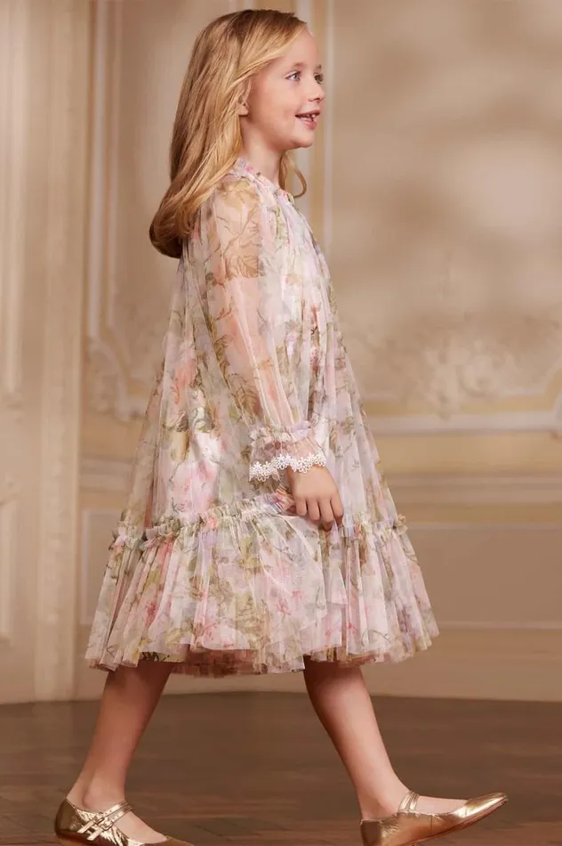 Needle and Thread Kids Formalwear Rose Powder Long Sleeve Kids Dress Multi 8211 Kids