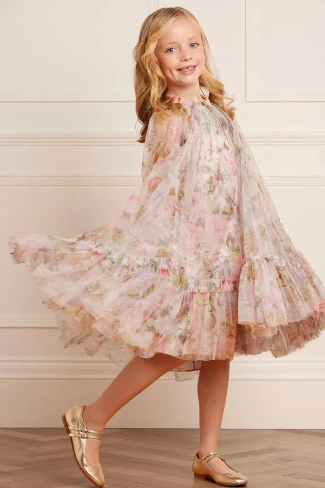 Needle and Thread Kids Formalwear Rose Powder Long Sleeve Kids Dress Multi 8211 Kids
