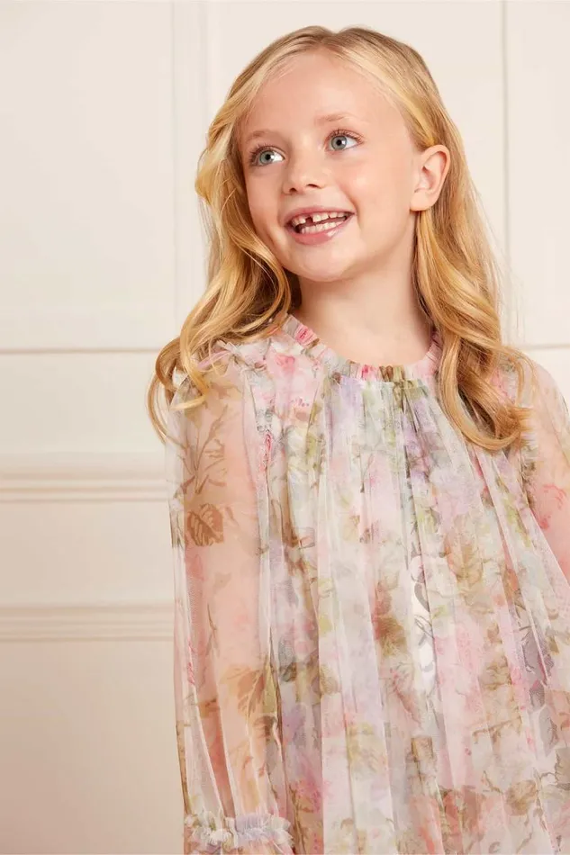 Needle and Thread Kids Formalwear Rose Powder Long Sleeve Kids Dress Multi 8211 Kids