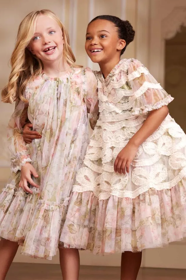 Needle and Thread Kids Formalwear Rose Powder Long Sleeve Kids Dress Multi 8211 Kids