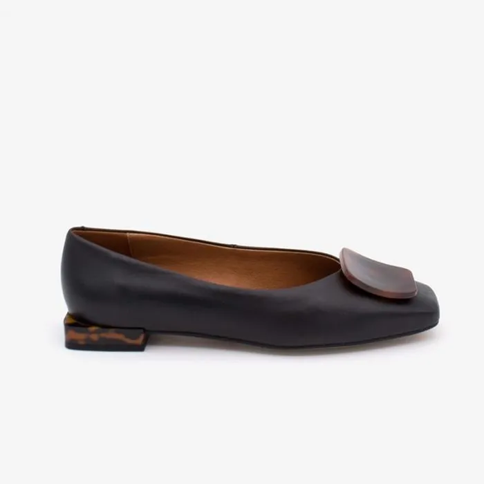 ngel Alarcn Ballerinas Woman TIUREN 8211 Leather Flats With A Heel And Carey Trim
