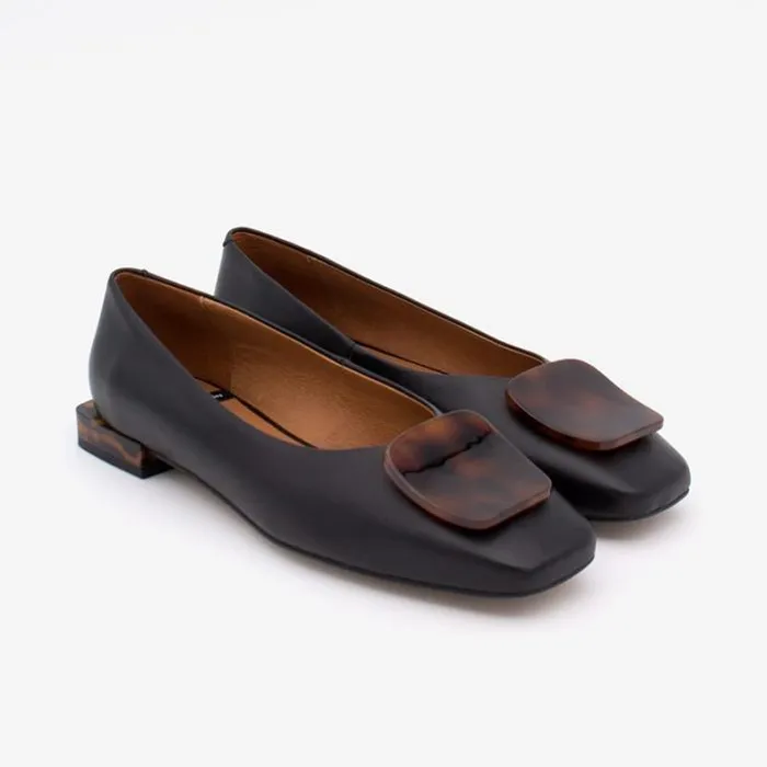 ngel Alarcn Ballerinas Woman TIUREN 8211 Leather Flats With A Heel And Carey Trim