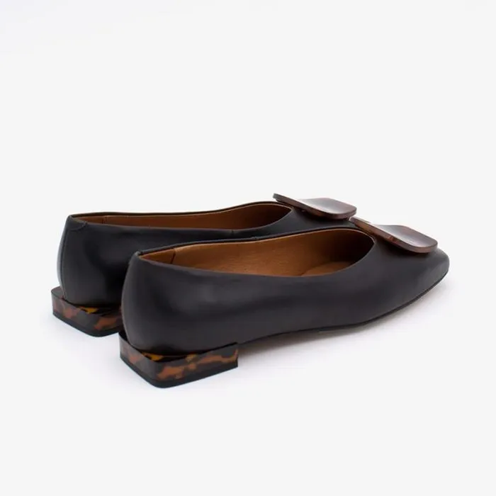 ngel Alarcn Ballerinas Woman TIUREN 8211 Leather Flats With A Heel And Carey Trim
