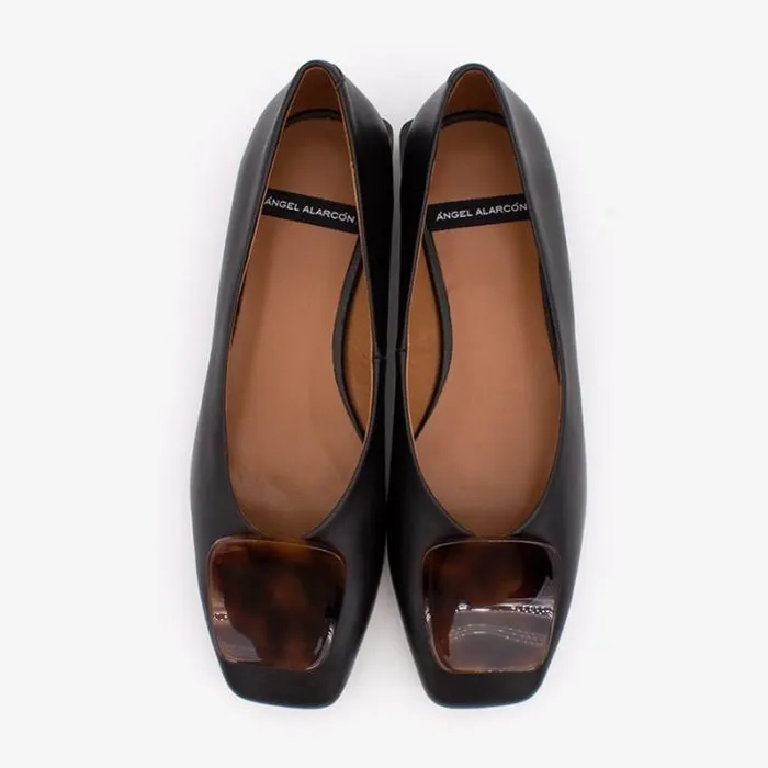 ngel Alarcn Ballerinas Woman TIUREN 8211 Leather Flats With A Heel And Carey Trim