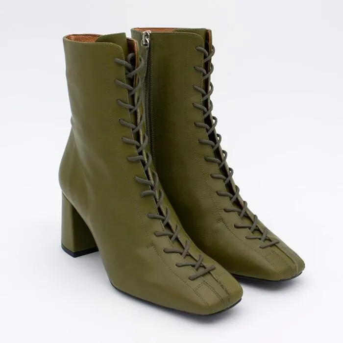 ngel Alarcn Boots And Booties Woman PACUARE 8211 Ankle Boots With Laces And Zipper Wide Heels
