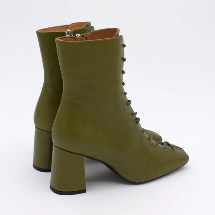 ngel Alarcn Boots And Booties Woman PACUARE 8211 Ankle Boots With Laces And Zipper Wide Heels