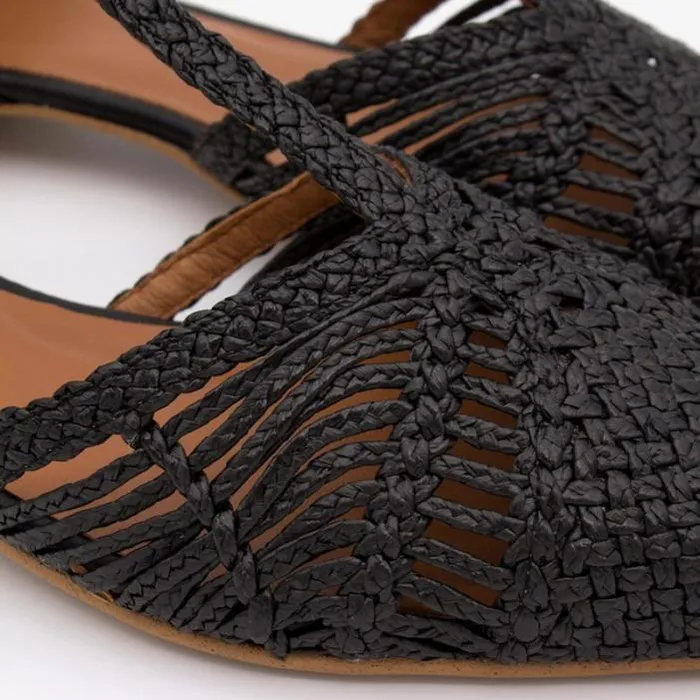 ngel Alarcn Flat Shoes Woman NAPULP 8211 Raffia Tstrap Sandal With Closed Toe And Heel