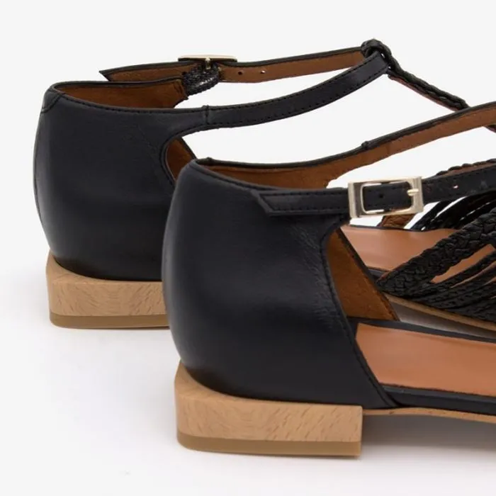 ngel Alarcn Flat Shoes Woman NAPULP 8211 Raffia Tstrap Sandal With Closed Toe And Heel