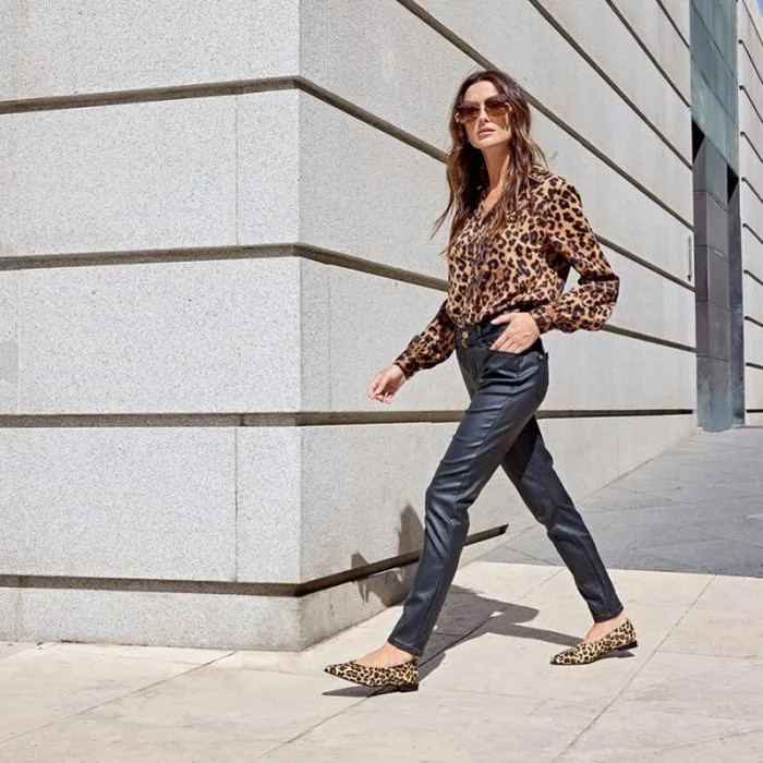 ngel Alarcn Flat Shoes Woman NAYUPE Cheetah Print Fur Leather Pointed Toe Flat