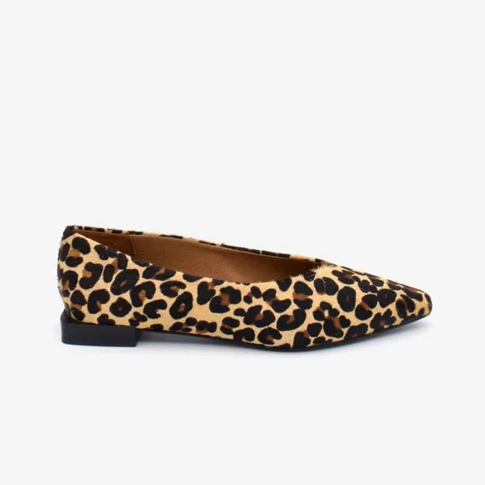 ngel Alarcn Flat Shoes Woman NAYUPE Cheetah Print Fur Leather Pointed Toe Flat