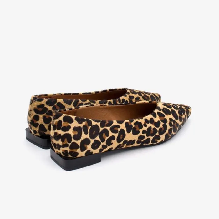 ngel Alarcn Flat Shoes Woman NAYUPE Cheetah Print Fur Leather Pointed Toe Flat