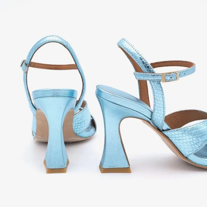 ngel Alarcn Metallized Shoes Woman MAGDA 8211 Metallized Print Snake Leather Ankle Strap Sandal