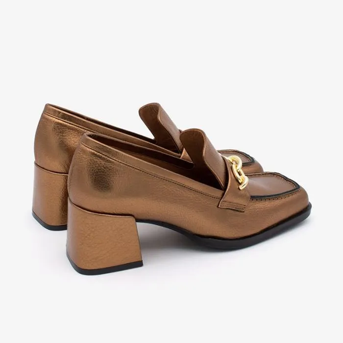 ngel Alarcn Metallized Shoes Woman TERENCE 8211 Woman Metallized Leather Heeled Mocassin