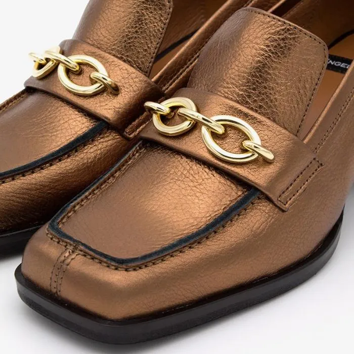 ngel Alarcn Metallized Shoes Woman TERENCE 8211 Woman Metallized Leather Heeled Mocassin