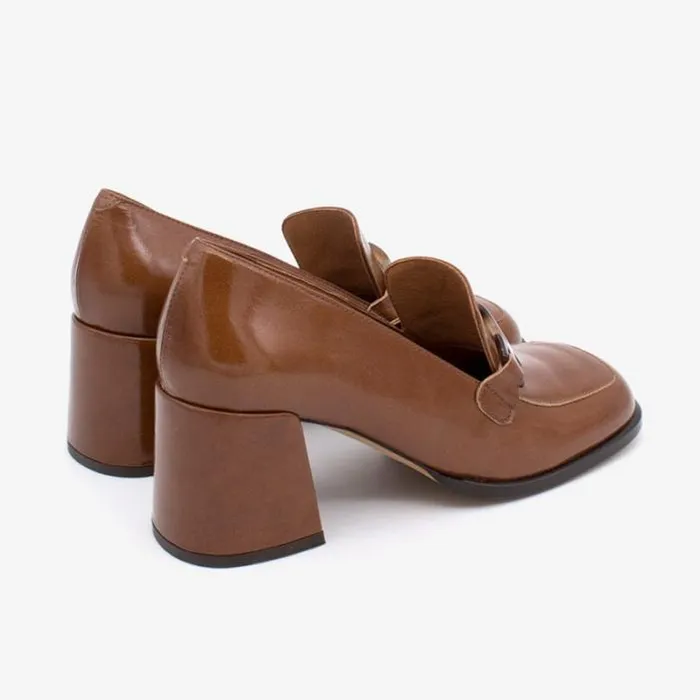 ngel Alarcn Moccasins Woman ACSAI 8211 Moccasin Shoes With Wide Heel And Carey Trim In Shiny Leather