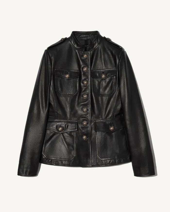 Nili Lotan GERALDINE LEATHER JACKET Black Women Coats and Outerwear