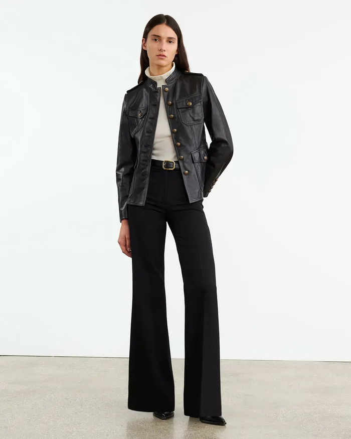 Nili Lotan GERALDINE LEATHER JACKET Black Women Coats and Outerwear