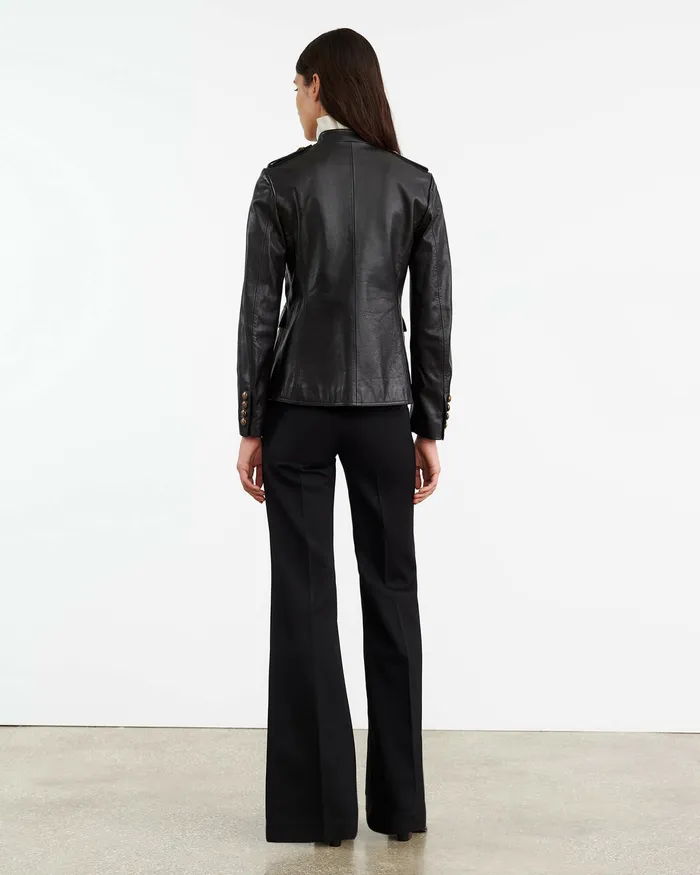 Nili Lotan GERALDINE LEATHER JACKET Black Women Coats and Outerwear