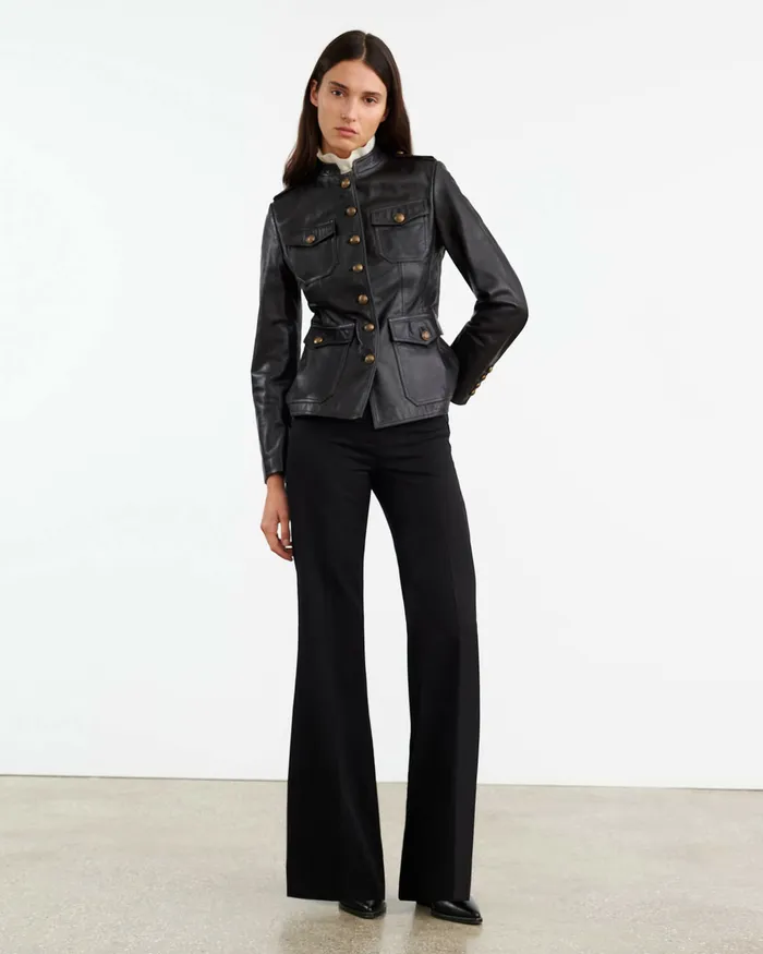 Nili Lotan GERALDINE LEATHER JACKET Black Women Coats and Outerwear