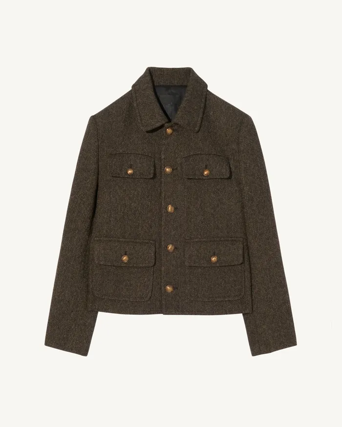 Nili Lotan PAOLA JACKET Bark Herringbone Women Jackets and Blazers