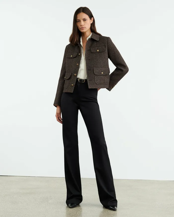 Nili Lotan PAOLA JACKET Bark Herringbone Women Jackets and Blazers