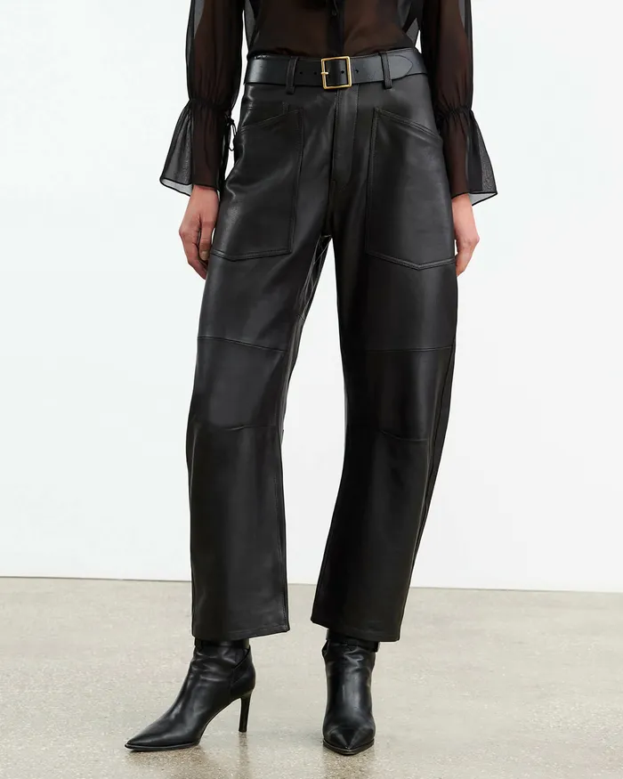 Nili Lotan SHON LEATHER PANT Black Women Pants and Shorts