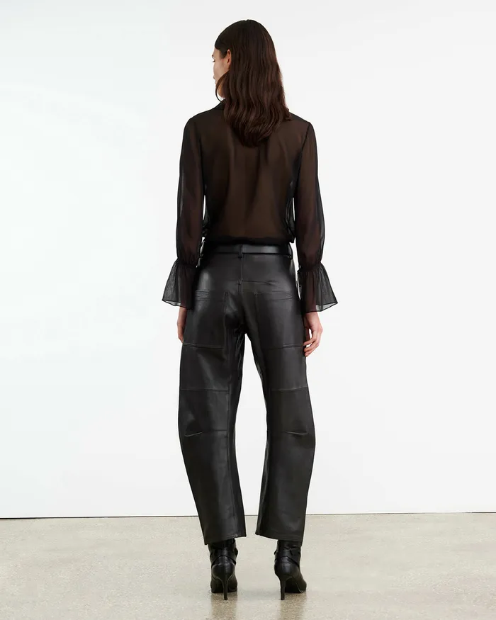 Nili Lotan SHON LEATHER PANT Black Women Pants and Shorts