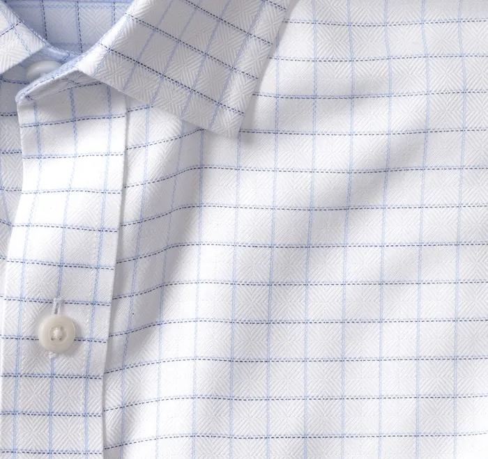 NonIron Dress Shirt White Windowpane Shirts Johnston and Murphy Men