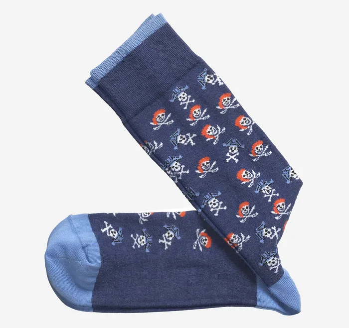 Novelty Socks Navy Pirate Skull Men Socks Johnston and Murphy