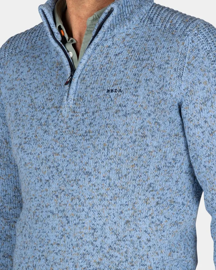 NZA New Zealand Auckland Knitwear Blue Knitted HalfZip Sweater 8211 Frozen Blue 8211 Men