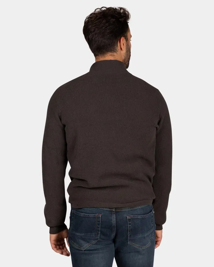 NZA New Zealand Auckland Knitwear Dark Brown Chenille HalfZip Sweater 8211 Dark Mocca 8211 Men