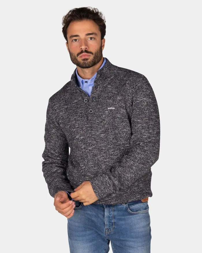 NZA New Zealand Auckland Knitwear Mottled Dark Blue Sweater 8211 Winter Navy 8211 Men
