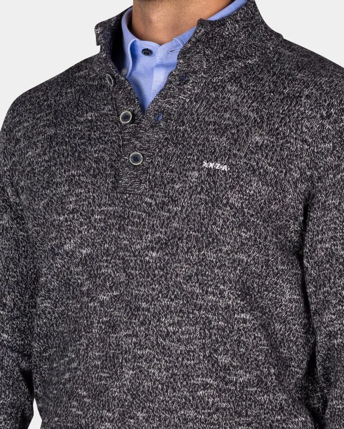 NZA New Zealand Auckland Knitwear Mottled Dark Blue Sweater 8211 Winter Navy 8211 Men