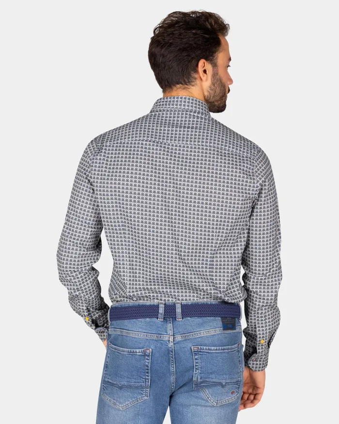 NZA New Zealand Auckland Shirts Beige Shirt With Blue Pattern 8211 Chestnut 8211 Men