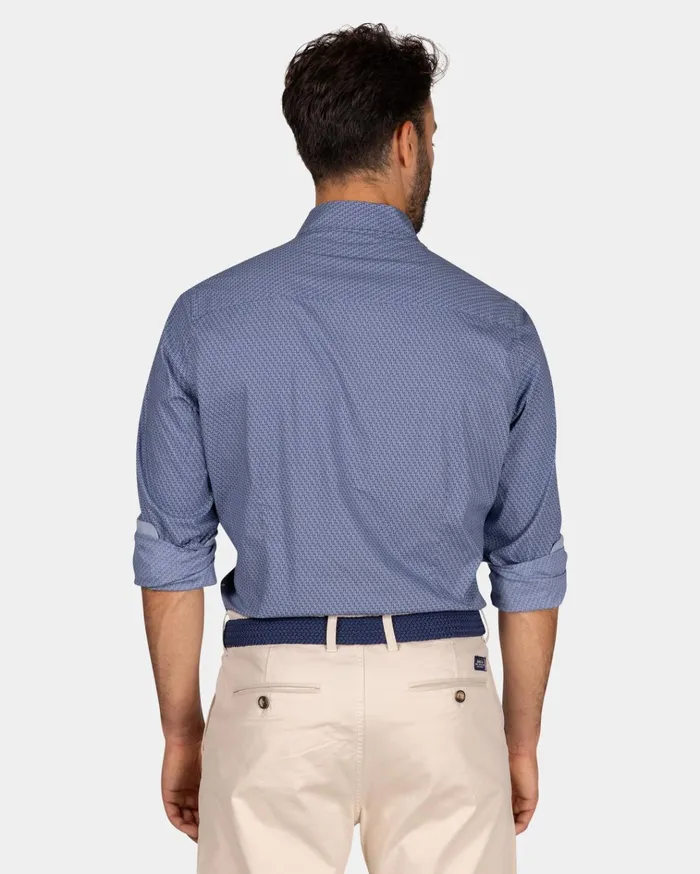 NZA New Zealand Auckland Shirts Blue Cotton Shirt With Pattern 8211 Tin Blue 8211 Men NZA New Zealand Auckland Shirts Blue Cotton Shirt With Pattern 8211 Tin Blue 8211 Men