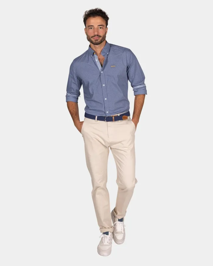 NZA New Zealand Auckland Shirts Blue Cotton Shirt With Pattern 8211 Tin Blue 8211 Men NZA New Zealand Auckland Shirts Blue Cotton Shirt With Pattern 8211 Tin Blue 8211 Men