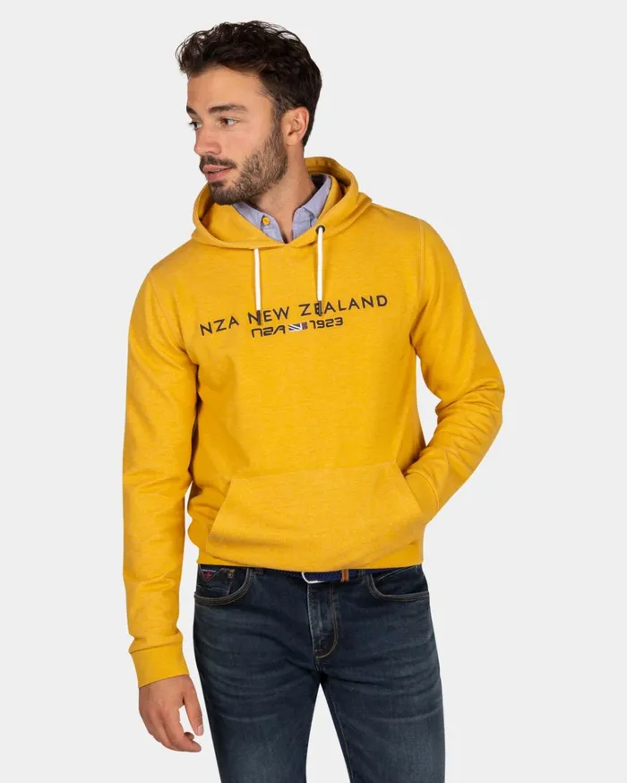 NZA New Zealand Auckland Sweatshirts Ochre Yellow Hoodie With Logo 8211 Warm Ocre 8211 Men