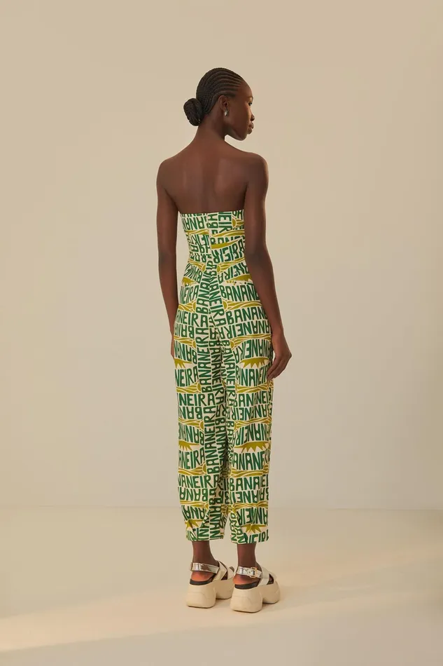 OffWhite Banana Typography Strapless Jumpsuit Women Farm Rio Jumpsuits