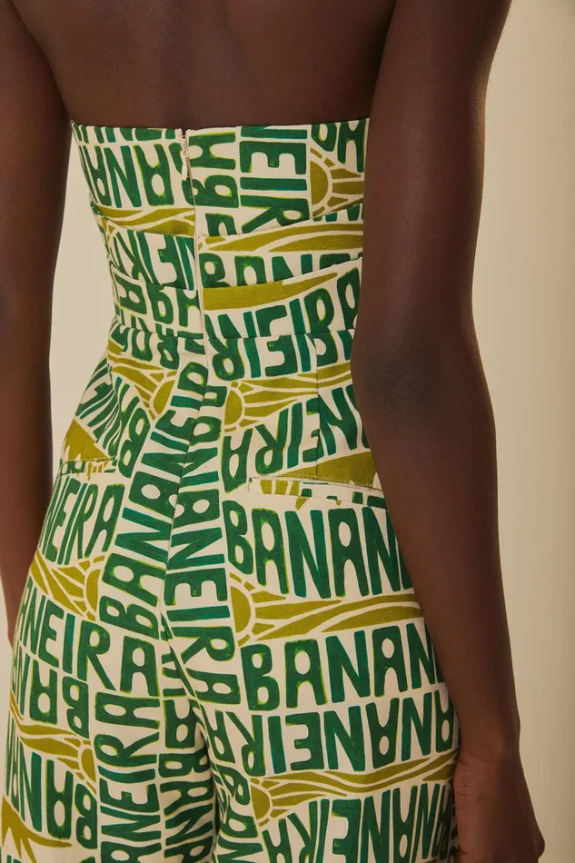 OffWhite Banana Typography Strapless Jumpsuit Women Farm Rio Jumpsuits