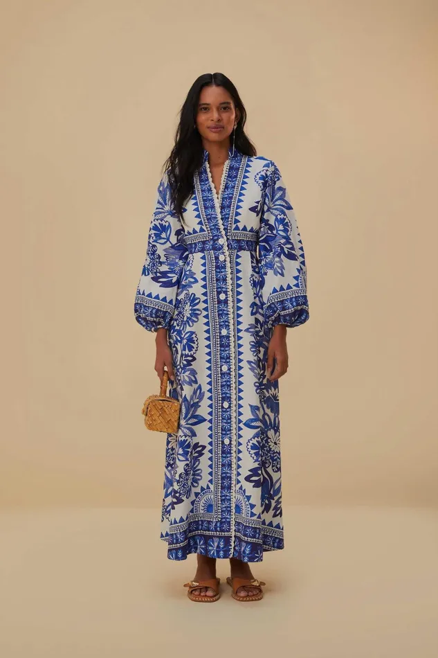 OffWhite Flora Tapestry Lenzing Ecovero Euroflax Maxi Dress Women Farm Rio Maxi Dresses